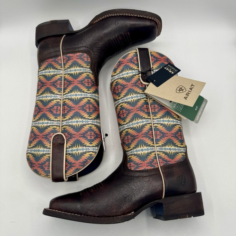 Ariat Pendleton Circuit Savanna Boot Women's Size 6 B Crackle Cafe Brown Leather - Picture 6 of 16